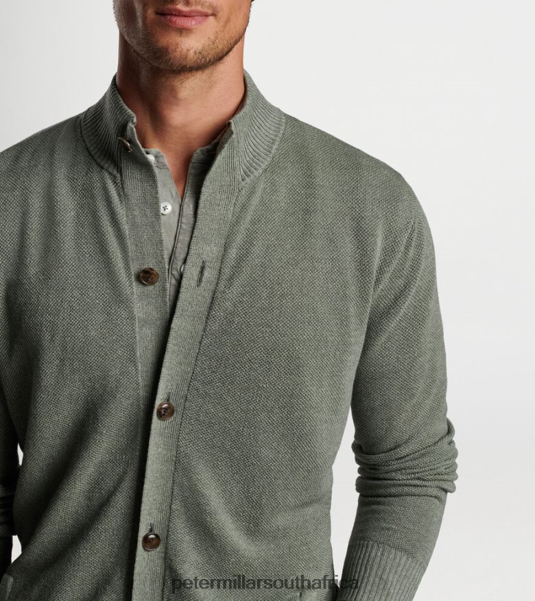Sage Fog Men Peter Millar Glasgow Button Front Sweater Apparel B62P4F639