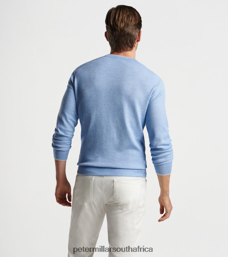 Tahoe Blue Men Peter Millar Voyager Cashmere-Silk Saddle Shoulder Crew Apparel B62P4F570