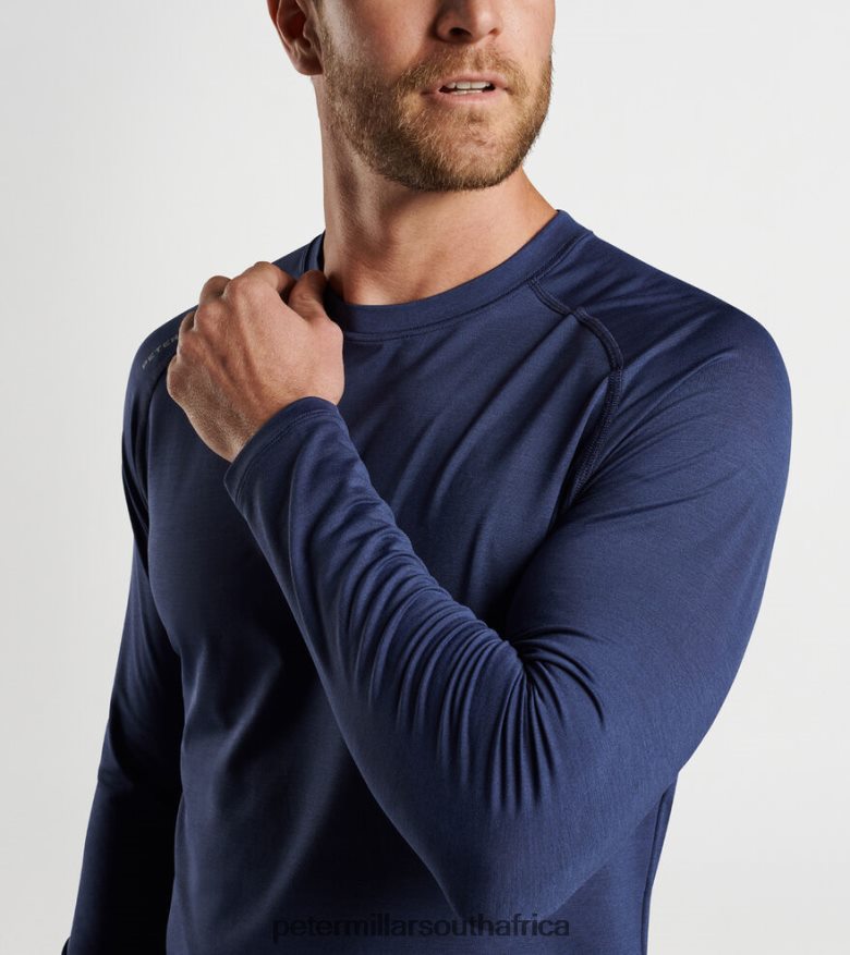 Navy Men Peter Millar Aurora Performance Long-Sleeve T-Shirt Apparel B62P4F813