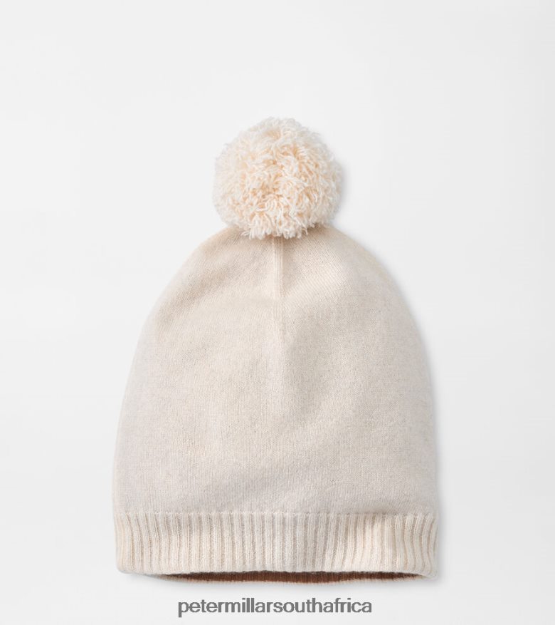Ivory/Camel Women Peter Millar Cashmere Double Knit Hat With Pom Accessories B62P4F222