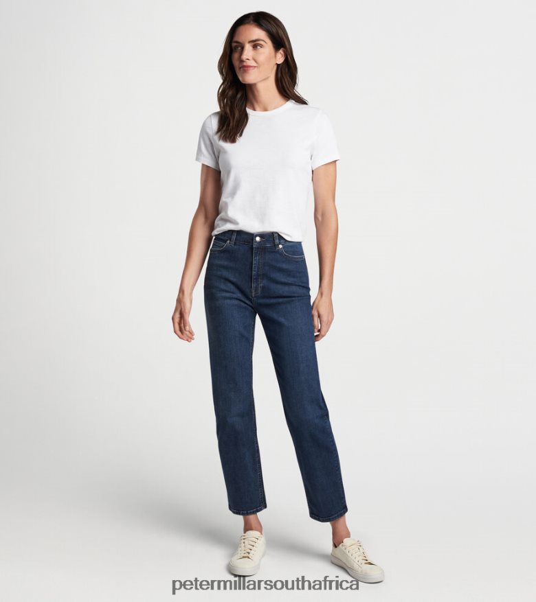 Summer Indigo Women Peter Millar Crawford High Rise Straight Crop Denim Jean Apparel B62P4F220