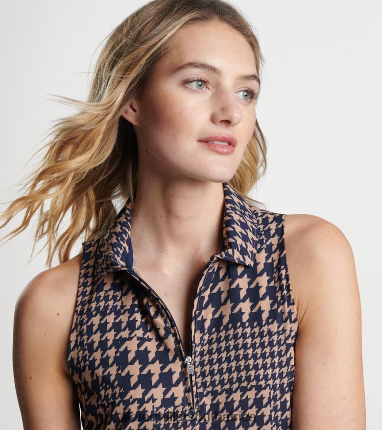 Camel Women Peter Millar Carner Houndstooth Print Sport Dress Apparel B62P4F190