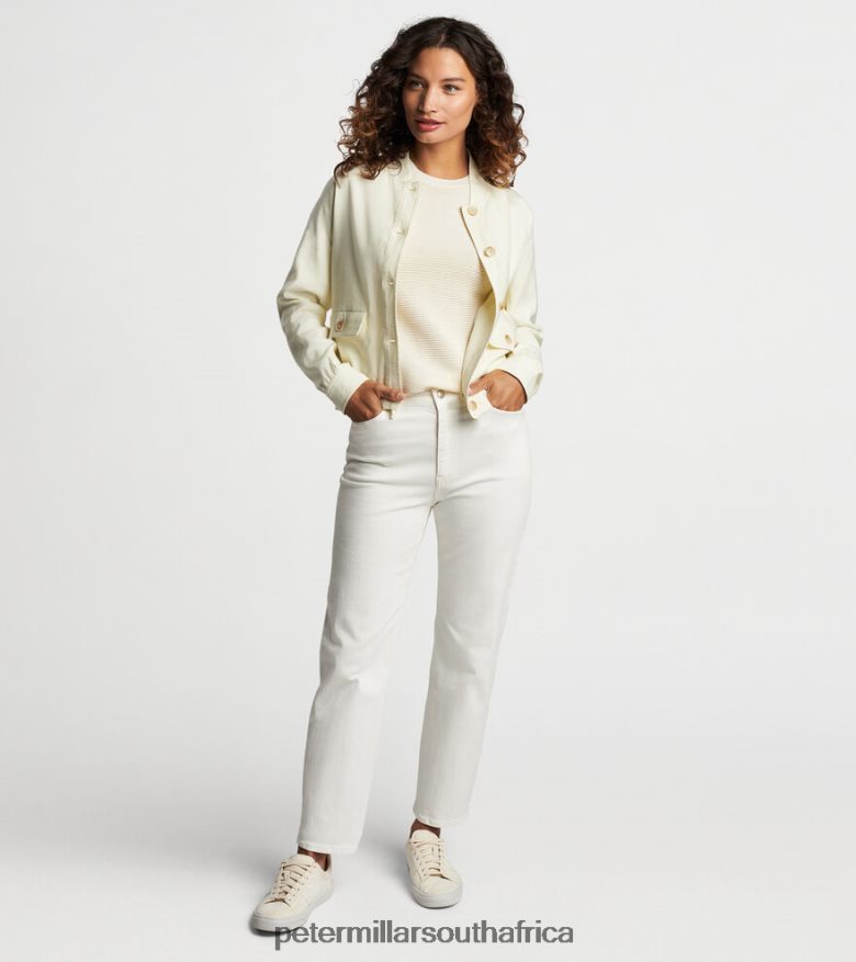Ivory Women Peter Millar Valletta Effortless Bomber Jacket Apparel B62P4F154