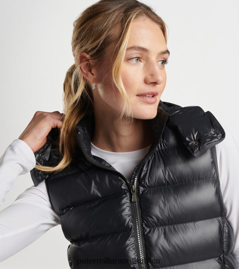 Black Women Peter Millar Chiron Hooded Vest Apparel B62P4F160