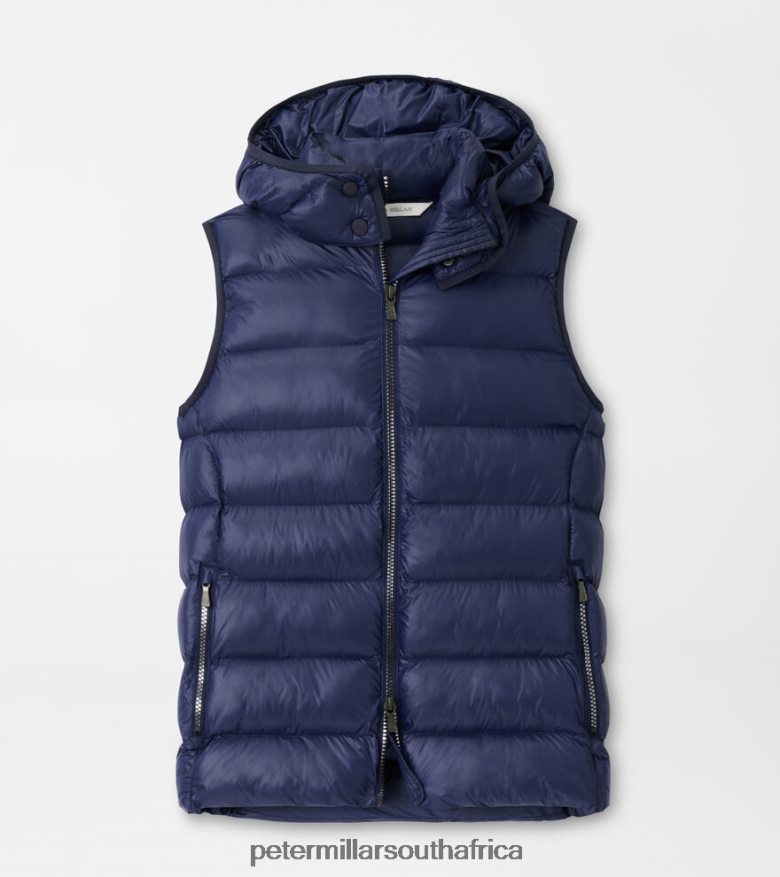 Navy Women Peter Millar Chiron Hooded Vest Apparel B62P4F162