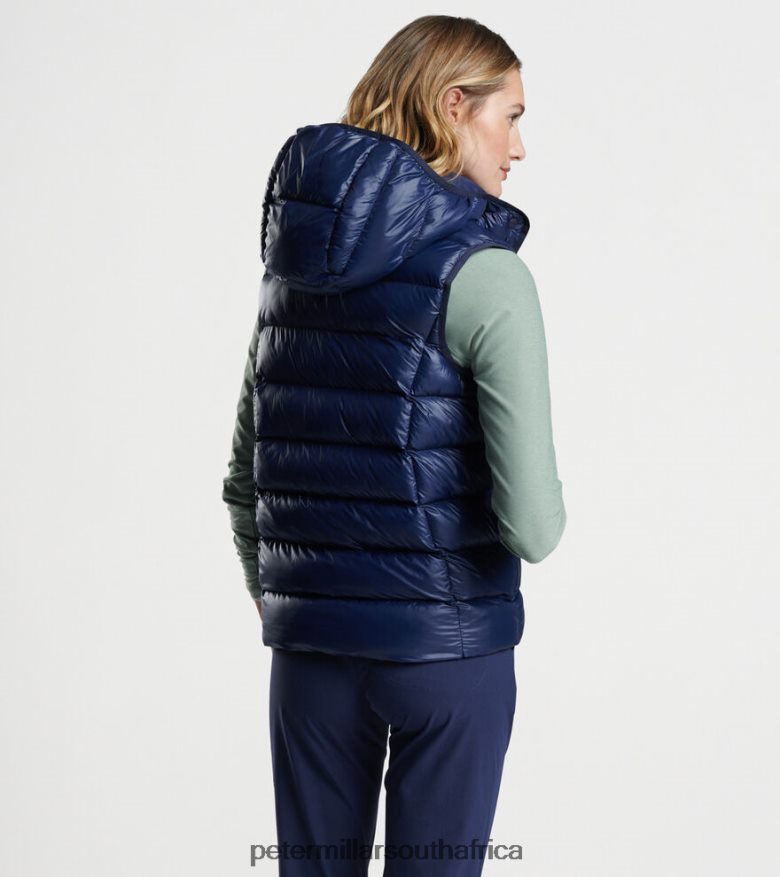 Navy Women Peter Millar Chiron Hooded Vest Apparel B62P4F162