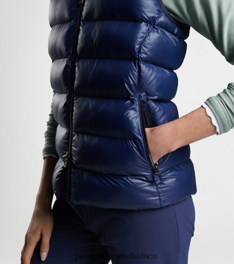 Navy Women Peter Millar Chiron Hooded Vest Apparel B62P4F162