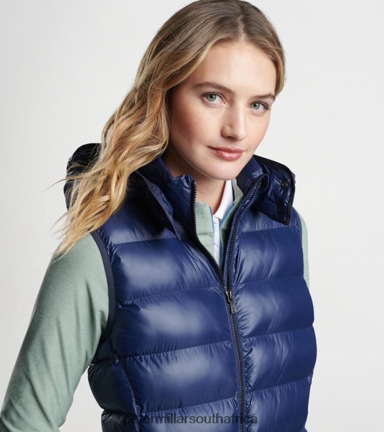 Navy Women Peter Millar Chiron Hooded Vest Apparel B62P4F162