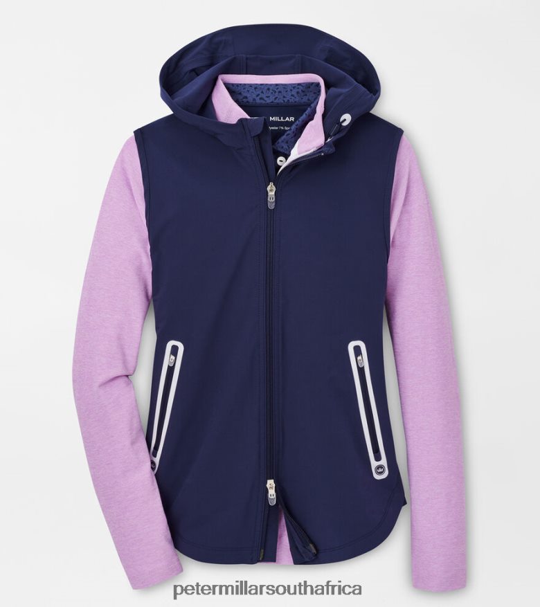 Navy Women Peter Millar Jameson Flex Adapt Full-Zip Hooded Vest Apparel B62P4F246