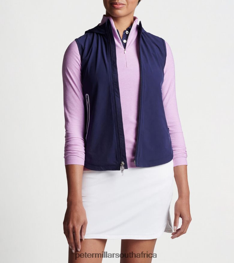 Navy Women Peter Millar Jameson Flex Adapt Full-Zip Hooded Vest Apparel B62P4F246