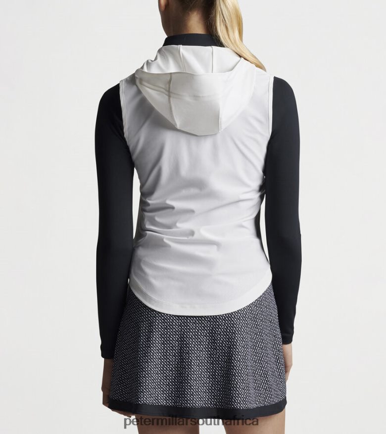White Women Peter Millar Jameson Flex Adapt Full-Zip Hooded Vest Apparel B62P4F247