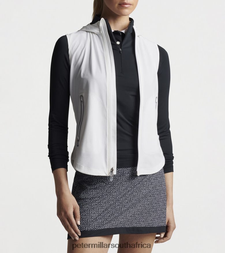 White Women Peter Millar Jameson Flex Adapt Full-Zip Hooded Vest Apparel B62P4F247