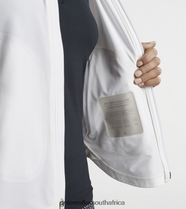 White Women Peter Millar Jameson Flex Adapt Full-Zip Hooded Vest Apparel B62P4F247