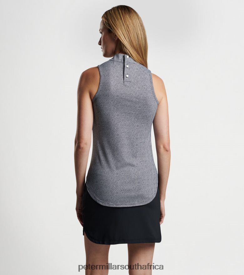 Black Women Peter Millar Scottie Hexagons Print Sleeveless Mock Neck Shell Apparel B62P4F73