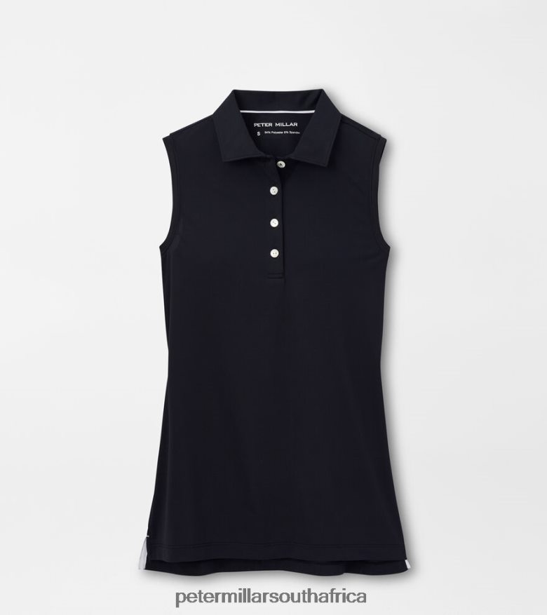 Black Women Peter Millar Sleeveless Banded Button Polo Apparel B62P4F28