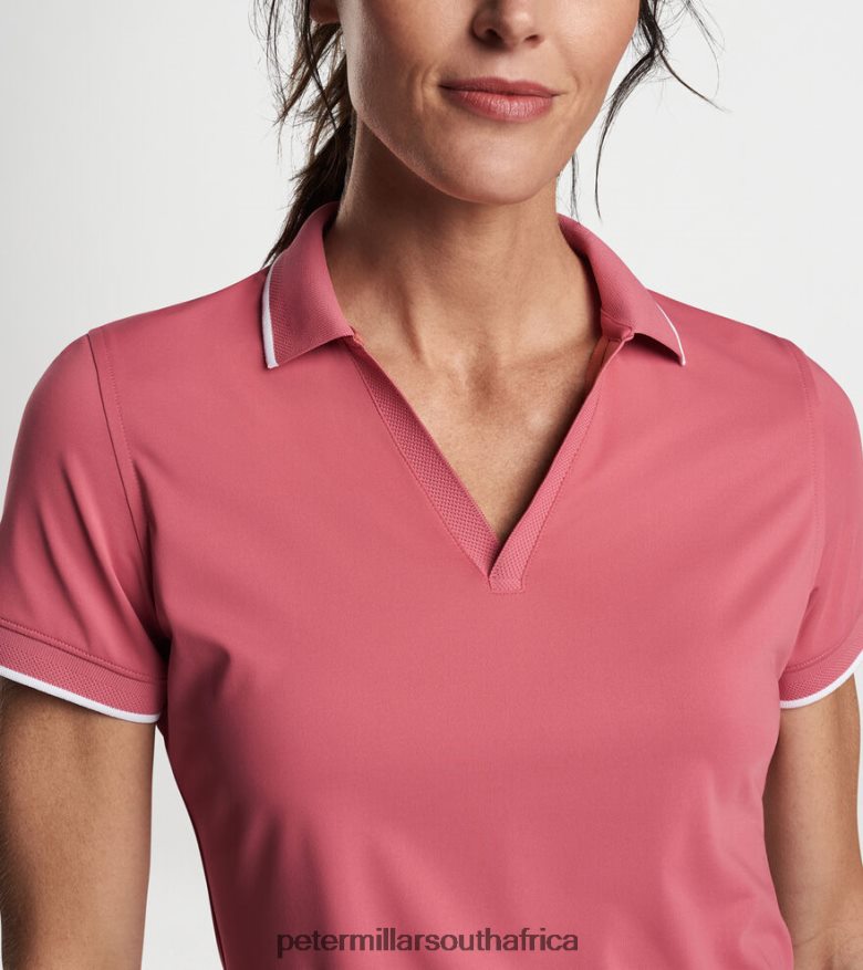 Cape Red/White Women Peter Millar Betty Drop V Polo Apparel B62P4F44