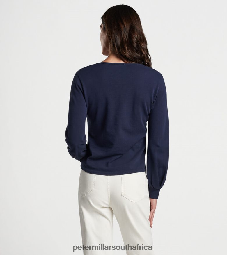 Dark Navy Women Peter Millar Kate Long-Sleeve Scoop Neck Henley Apparel B62P4F48