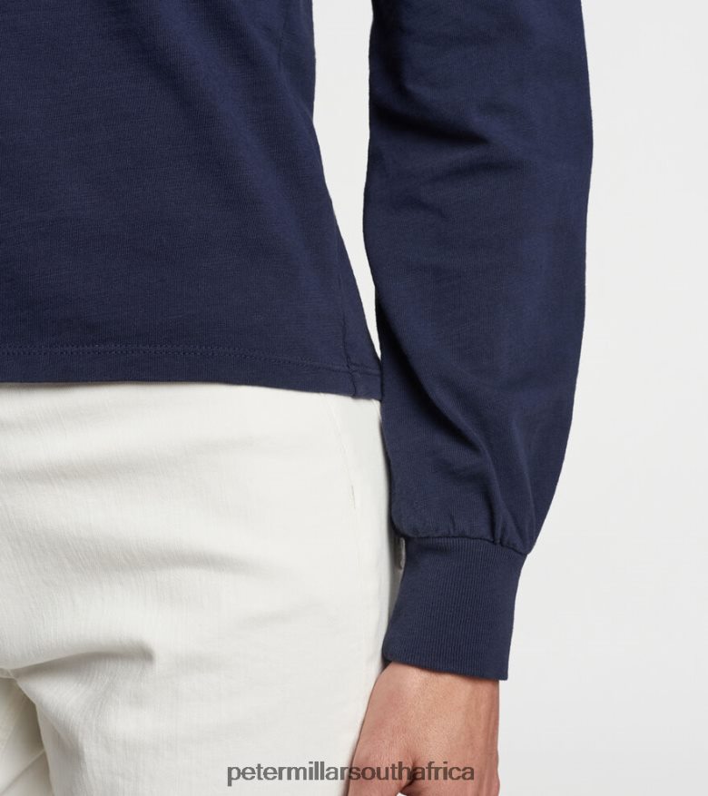 Dark Navy Women Peter Millar Kate Long-Sleeve Scoop Neck Henley Apparel B62P4F48