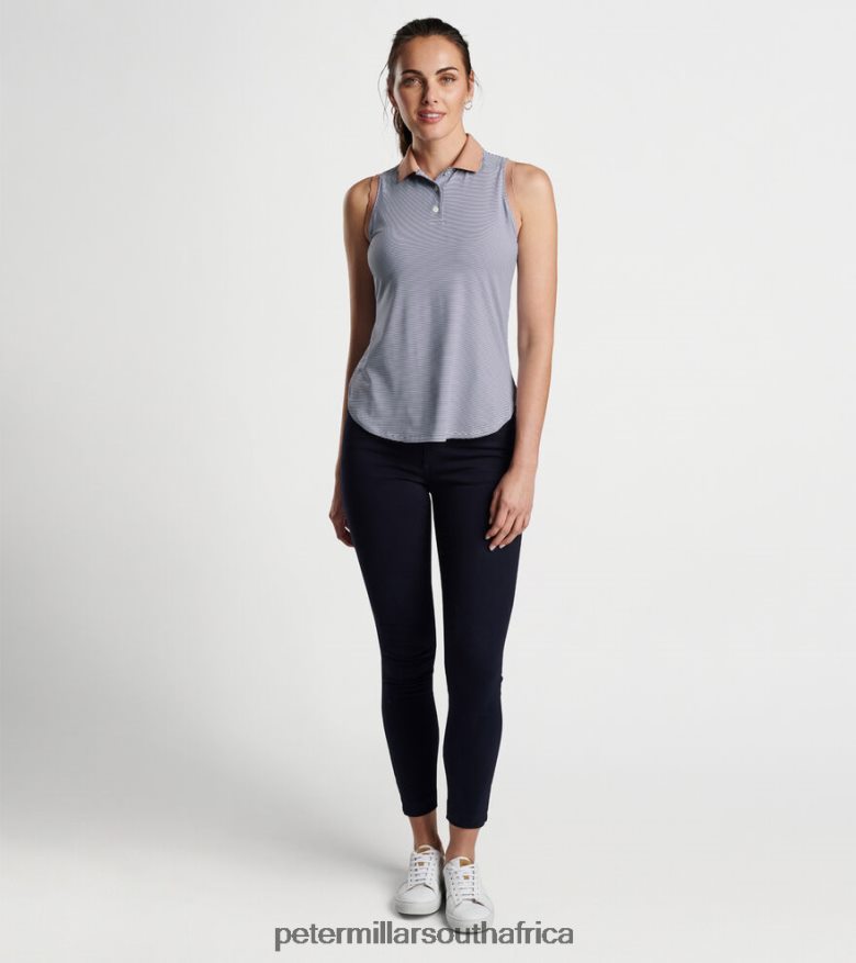 Navy/Camel Women Peter Millar Opal Stretch Jersey Polo Apparel B62P4F13