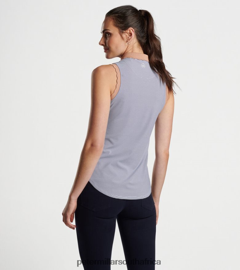 Navy/Camel Women Peter Millar Opal Stretch Jersey Polo Apparel B62P4F13