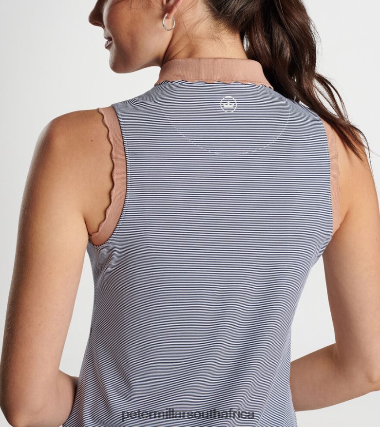 Navy/Camel Women Peter Millar Opal Stretch Jersey Polo Apparel B62P4F13