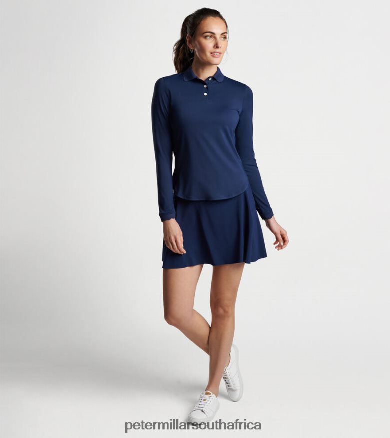 Navy Women Peter Millar Opal Long-Sleeve Stretch Jersey Polo Apparel B62P4F3