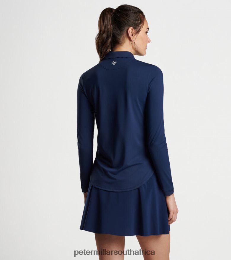 Navy Women Peter Millar Opal Long-Sleeve Stretch Jersey Polo Apparel B62P4F3