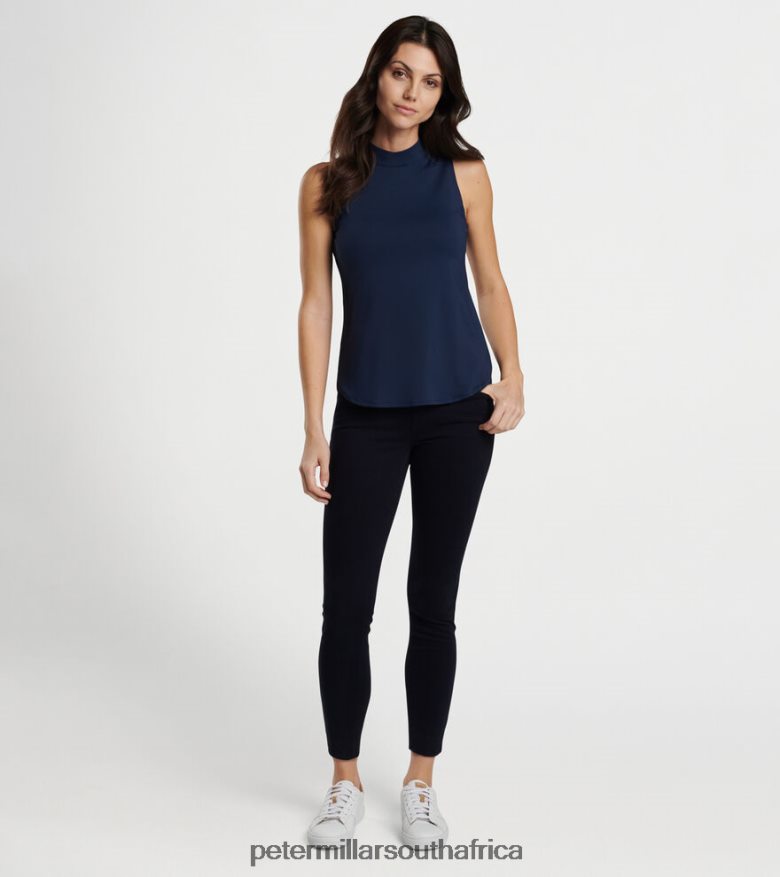 Navy Women Peter Millar Scottie Mock Neck Shell Apparel B62P4F56