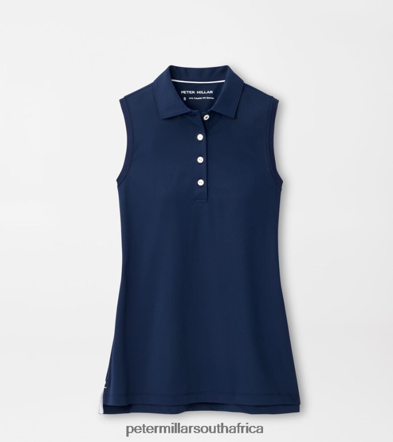 Navy Women Peter Millar Sleeveless Banded Button Polo Apparel B62P4F30