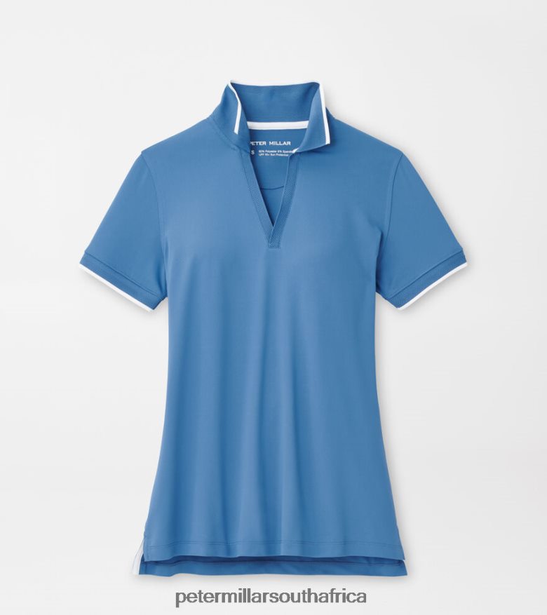 Storm/White Women Peter Millar Betty Drop-V Polo Apparel B62P4F18