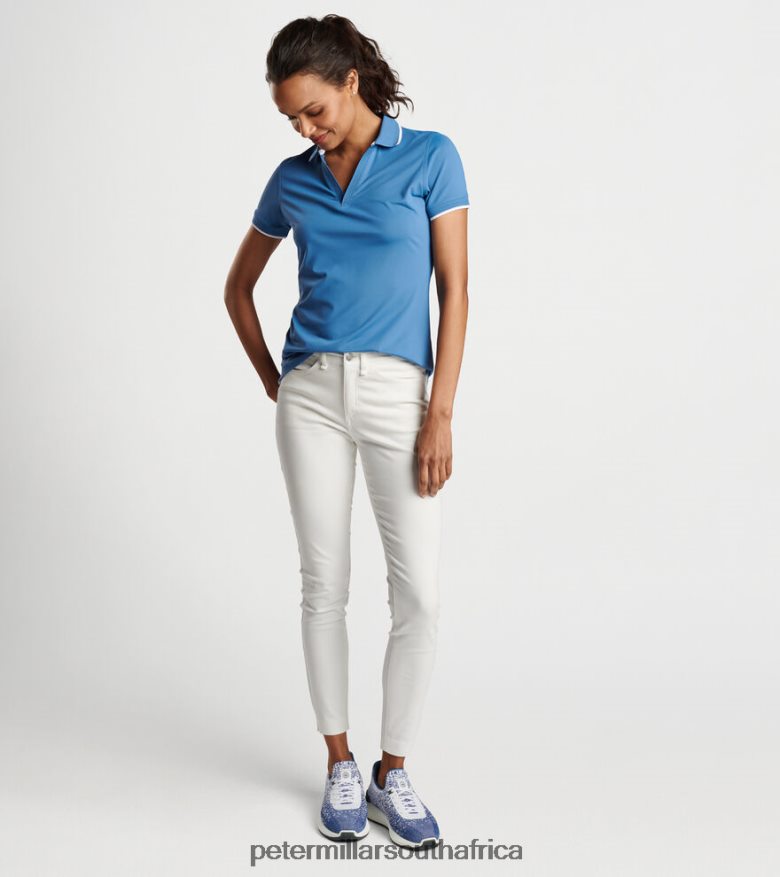 Storm/White Women Peter Millar Betty Drop-V Polo Apparel B62P4F18