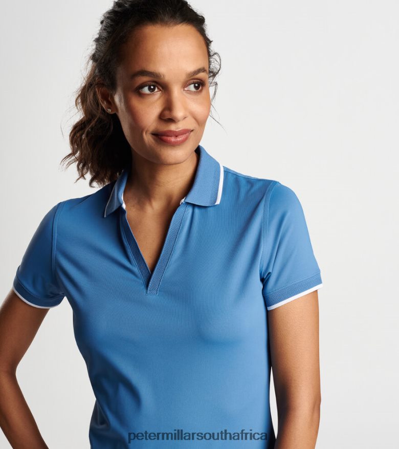 Storm/White Women Peter Millar Betty Drop-V Polo Apparel B62P4F18