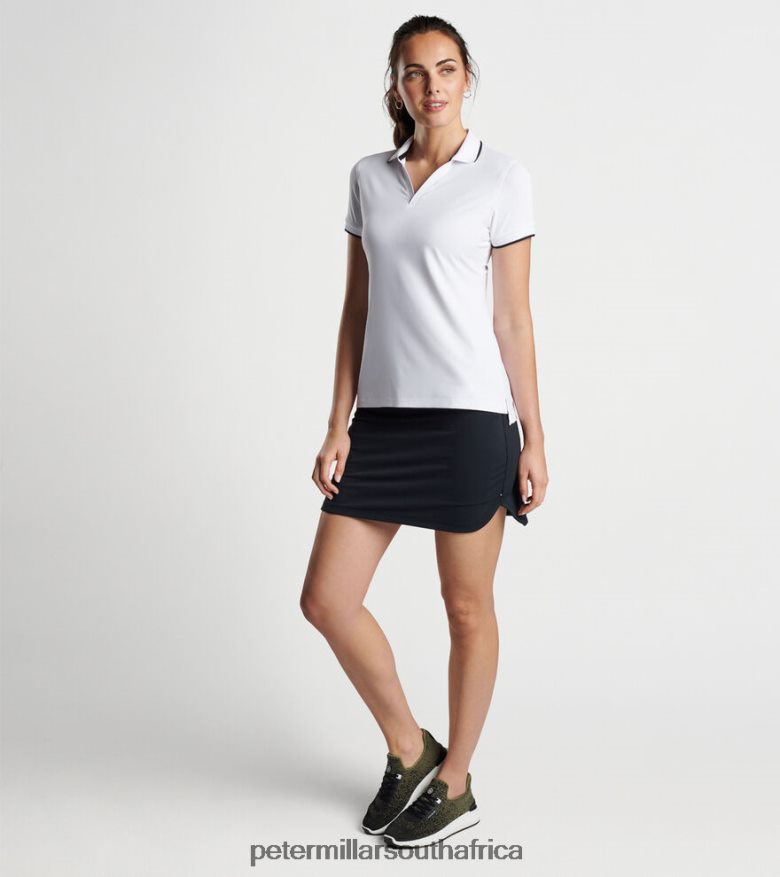 White/Black Women Peter Millar Betty Drop-V Polo Apparel B62P4F19