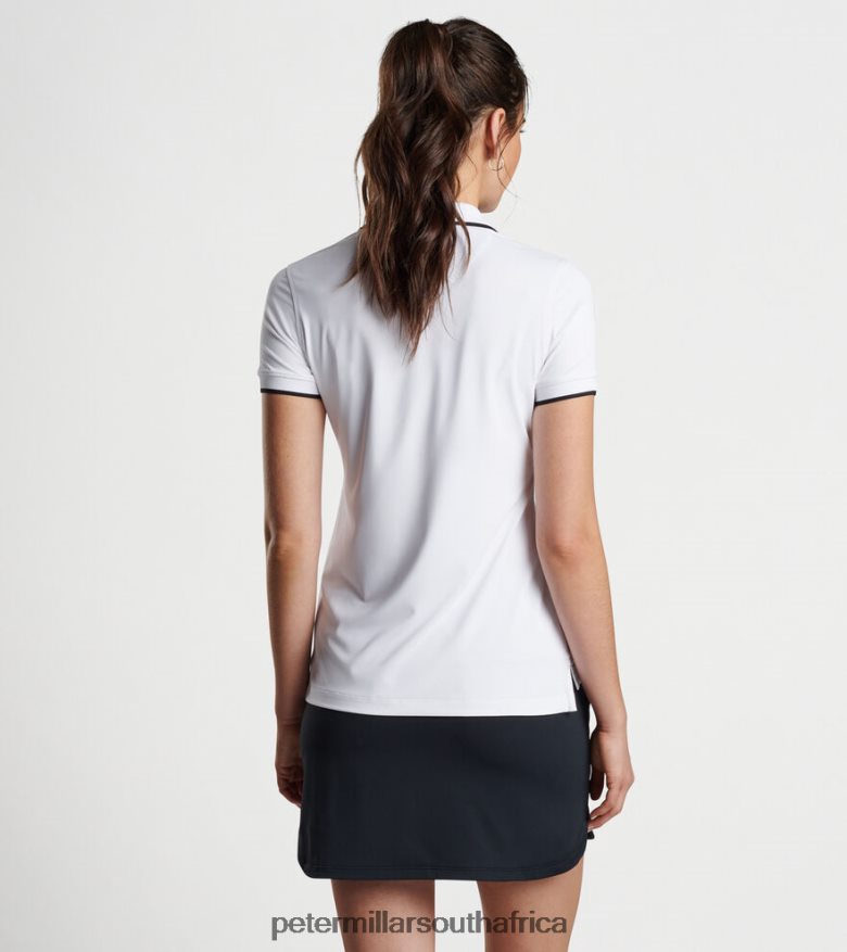 White/Black Women Peter Millar Betty Drop-V Polo Apparel B62P4F19