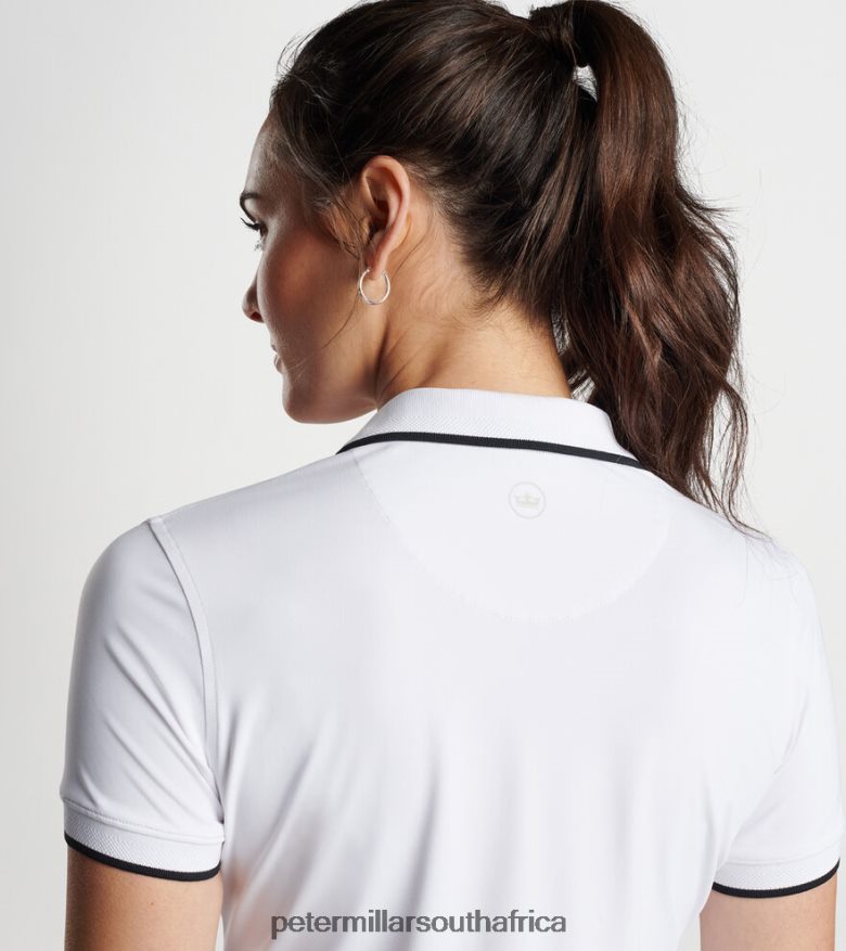 White/Black Women Peter Millar Betty Drop-V Polo Apparel B62P4F19