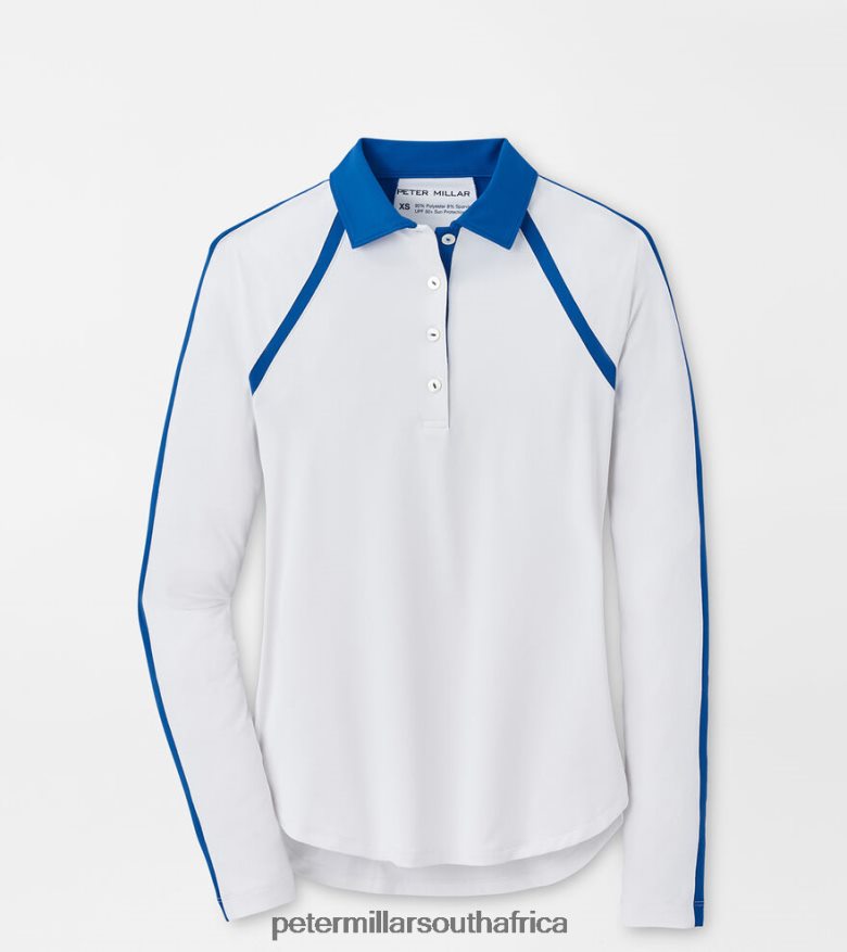 White/Blue Bird Women Peter Millar Suggs Inset Stripe Polo Apparel B62P4F62