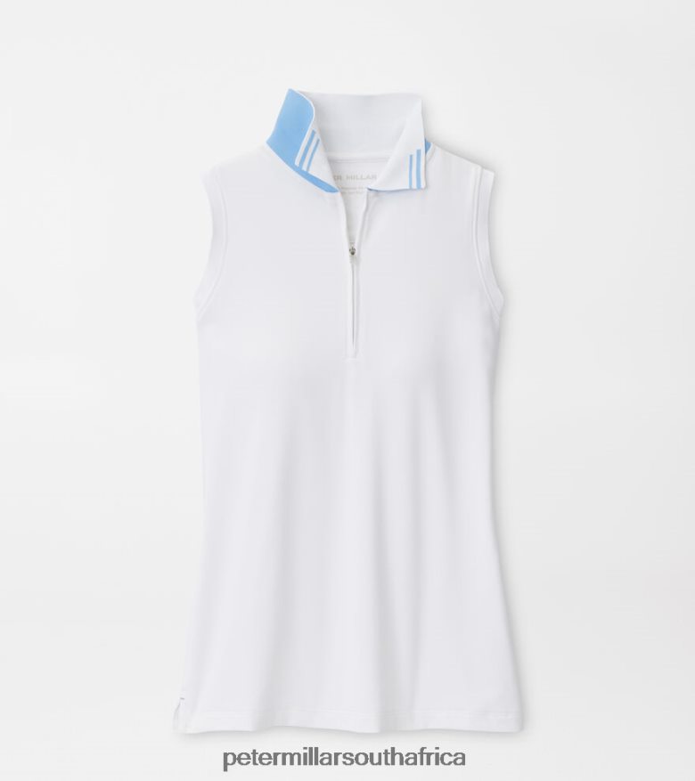 White/Cottage Blue Women Peter Millar Chrissie Sleeveless Polo Apparel B62P4F47