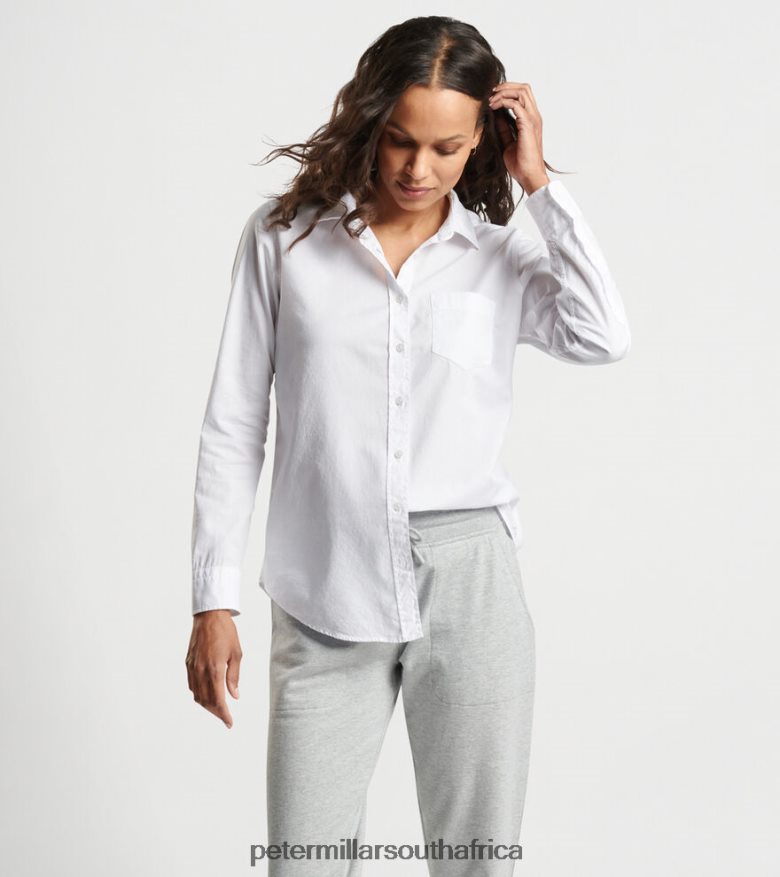 White Women Peter Millar Garment-Dyed Cotton Button Up Blouse Apparel B62P4F72