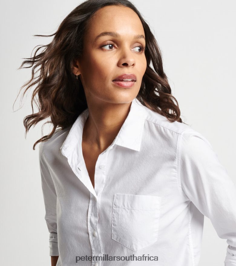 White Women Peter Millar Garment-Dyed Cotton Button Up Blouse Apparel B62P4F72