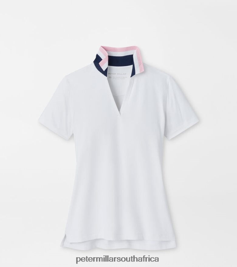 White Women Peter Millar Louise Eyelet Collar Drop-V Polo Apparel B62P4F63