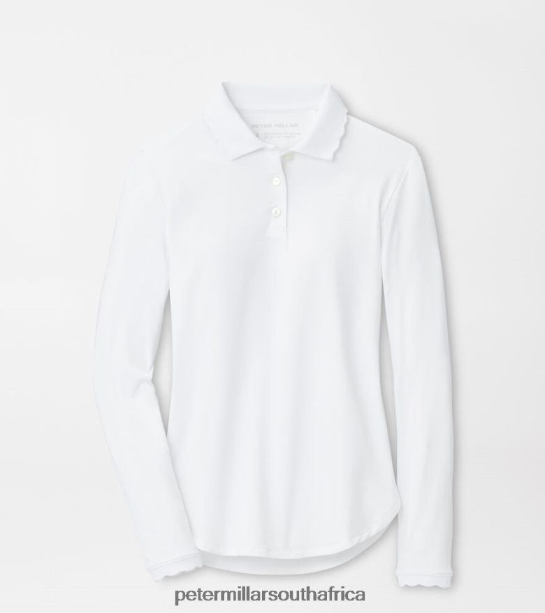 White Women Peter Millar Opal Long-Sleeve Stretch Jersey Polo Apparel B62P4F4
