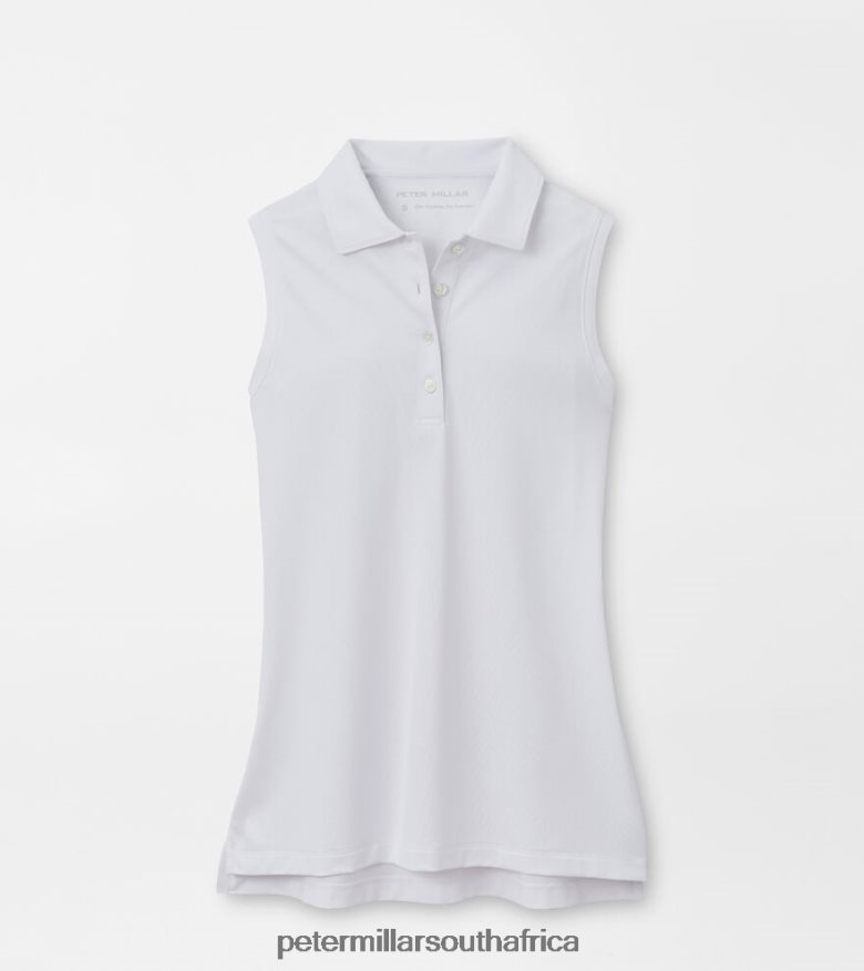 White Women Peter Millar Sleeveless Banded Button Polo Apparel B62P4F32