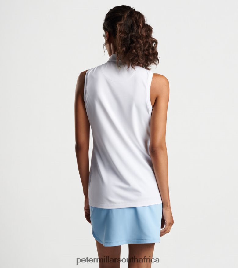 White Women Peter Millar Sleeveless Banded Button Polo Apparel B62P4F32