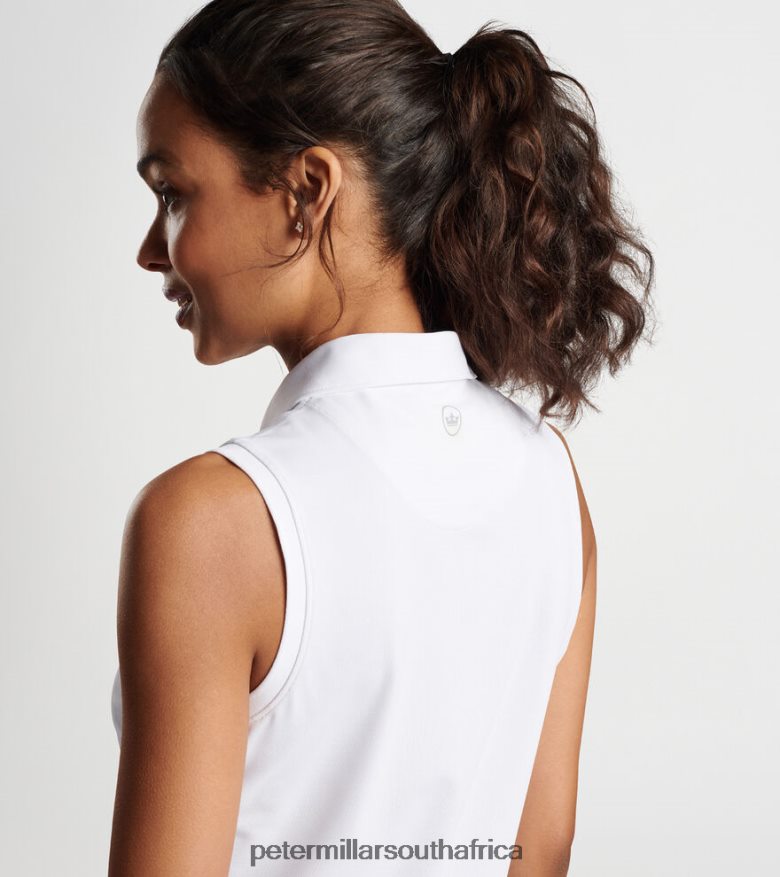 White Women Peter Millar Sleeveless Banded Button Polo Apparel B62P4F32