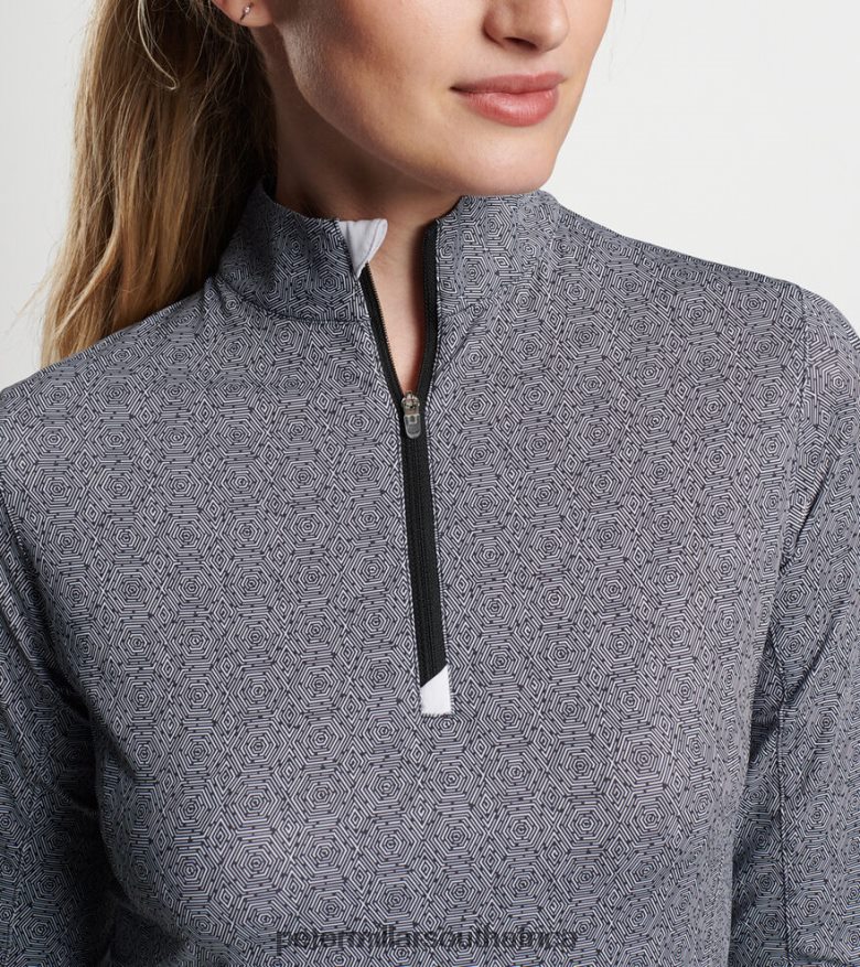 Black Women Peter Millar Hexagons Print Sun Shirt Apparel B62P4F141