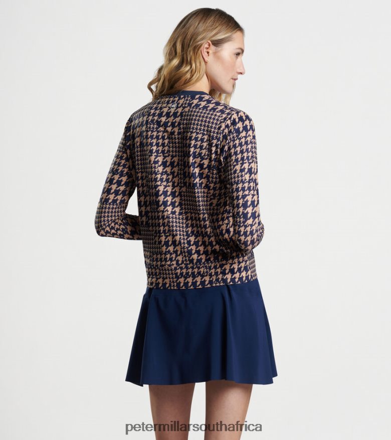 Camel Women Peter Millar Birdie Houndstooth Print Sport Sweatshirt Apparel B62P4F136