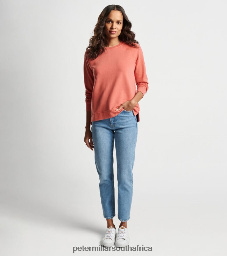 Cayenne Women Peter Millar Lava Wash Relaxed Fleeceback Crew Apparel B62P4F106