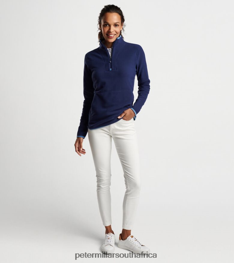 Navy Women Peter Millar Garland Microfleece Pullover Apparel B62P4F100