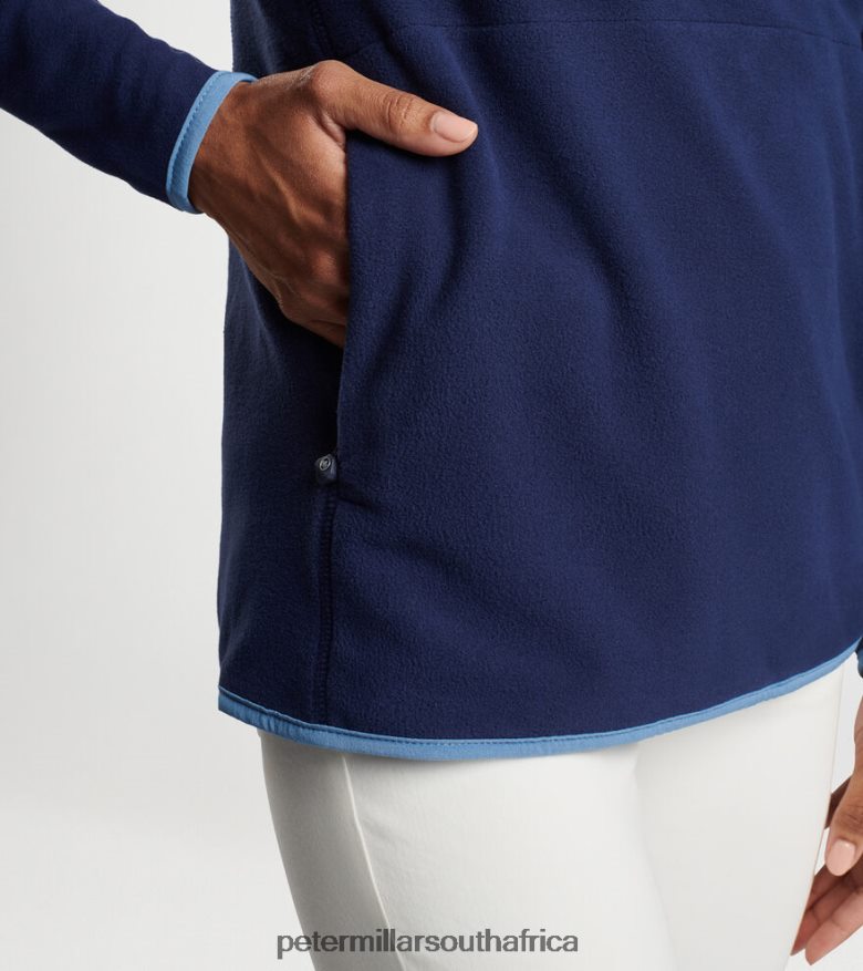 Navy Women Peter Millar Garland Microfleece Pullover Apparel B62P4F100