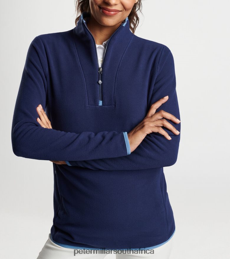 Navy Women Peter Millar Garland Microfleece Pullover Apparel B62P4F100